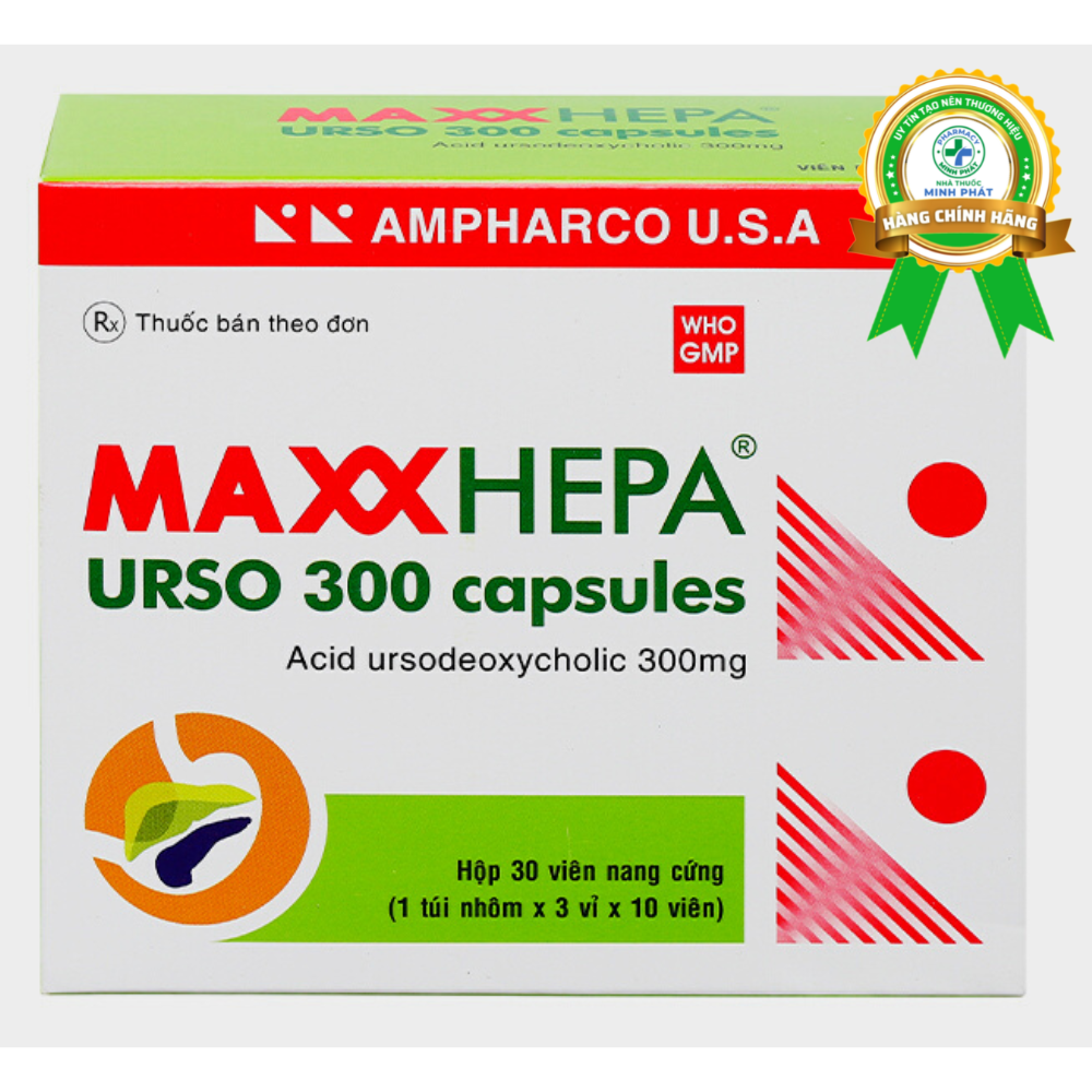 Maxxhepa Urso 300 Capsules hỗ trợ trị bệnh lý về gan mật (3 vỉ x 10 viên)